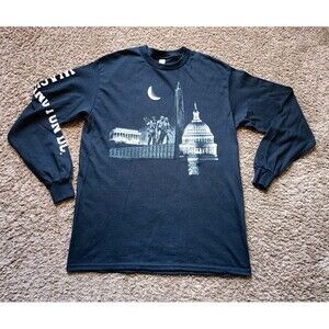 Washington D.C. T-Shirt Men's Size Medium Graphic AOP Black Long Sleeve